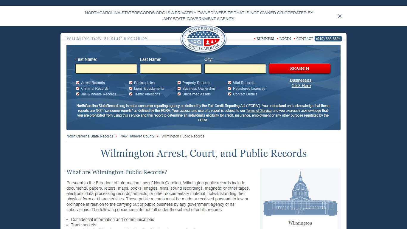 Wilmington Arrest and Public Records | North Carolina.StateRecords.org