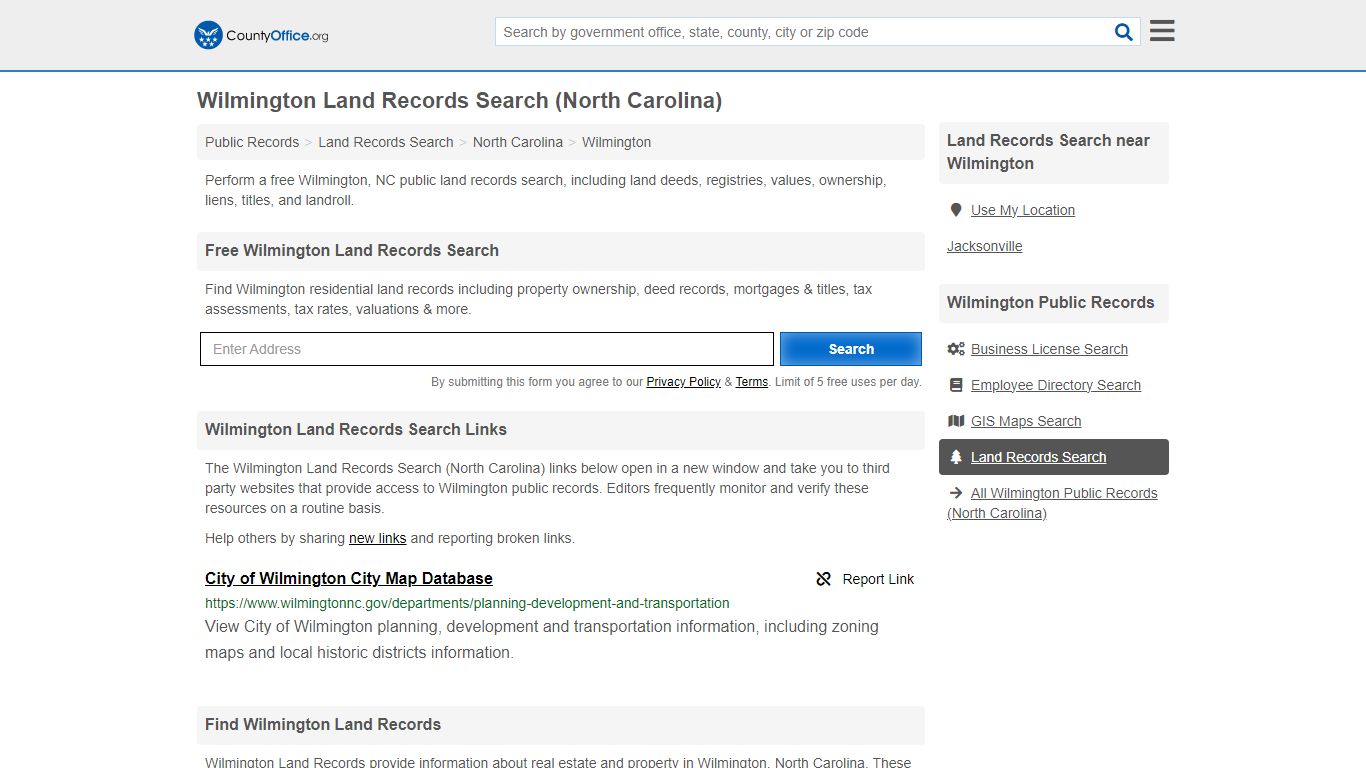 Wilmington Land Records Search (North Carolina) - County Office