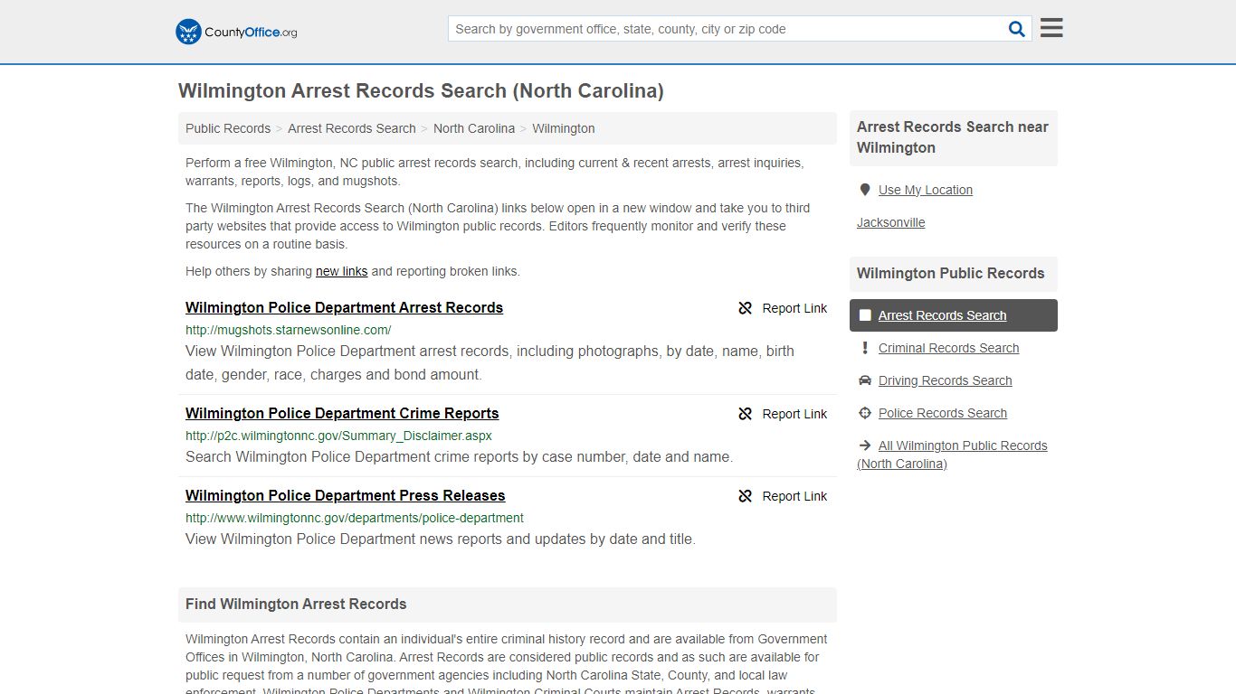 Arrest Records Search - Wilmington, NC (Arrests & Mugshots) - County Office